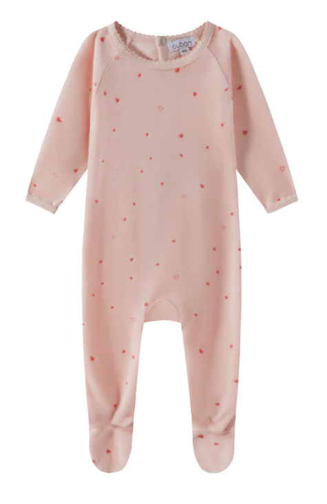 OUBON ALLOVER STAR/HEART PRINT FOOTIE (12M-18M)