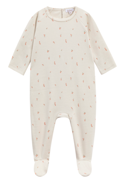 OUBON ALL OVER RED BUD PRINT FOOTIE(1M-9M)