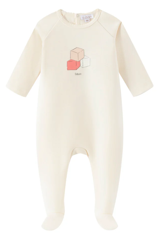 OUBON BLOCK PRINT GIRLS SET (3M-9M)