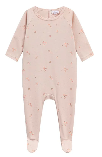 Oubon Floral Footie with Hat - Pink