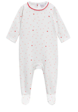 OUBON HEART PRINT FOOTIE (1M-9M)
