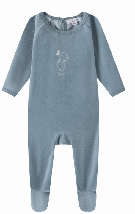 OUBON VELOUR BEAR PRINT BOYS FOOTIE (12M-18M)