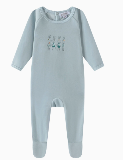 OUBON VELOUR RABBIT PRINT BOYS FOOTIE (12M)