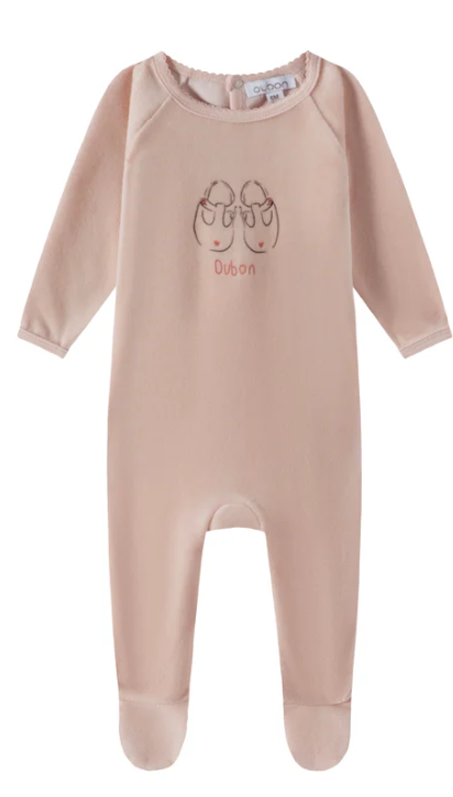 OUBON VELOUR RABBIT PRINT GIRLS SET (1M-9M)