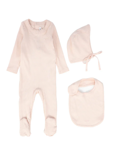 LITTLE PARNI RIBBED PICO STRETCHY & BIB (3M-12M)