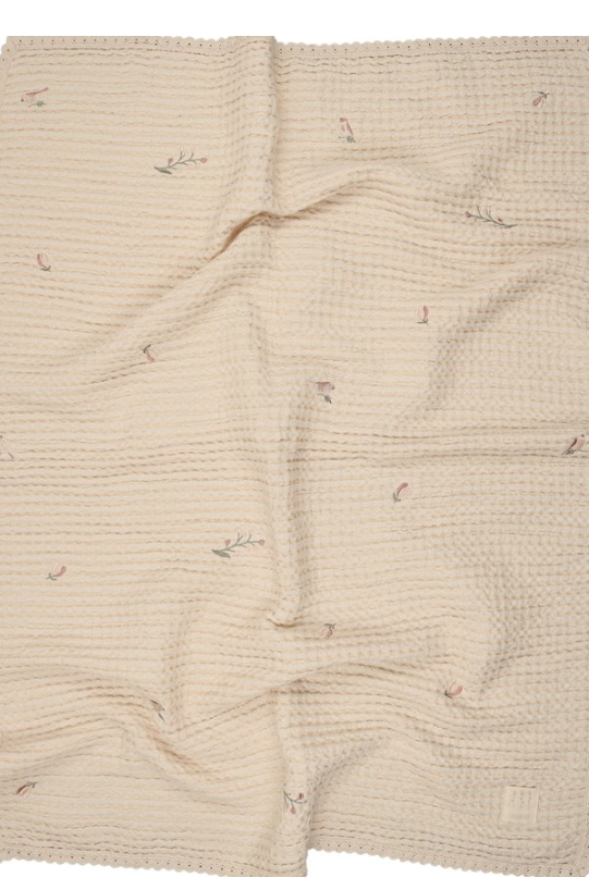 PELUCHE EMB BIRDS/FLORAL WAFFLE BLANKET(OS)
