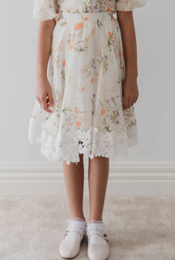 PETITE AMALIE BOUQUET LINEN SKIRT (10-18Y)