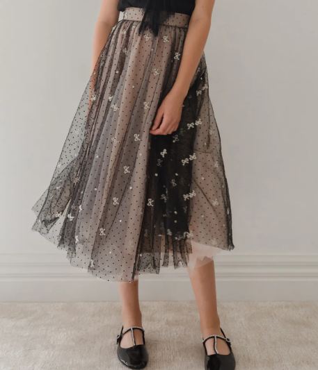 PETITE AMALIE EMB BOW TULLE SKIRT 12 18Y