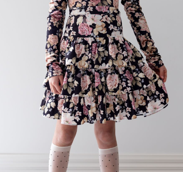 PETITE AMALIE FLORAL PRINT CORD SKIRT (10-18Y)