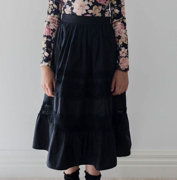 PETITE AMALIE POPLIN LACE MIDI SKIRT (10-18Y)