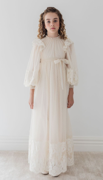 PETITE AMALIE SPOT TULLE LACE GOWN(10-18Y)