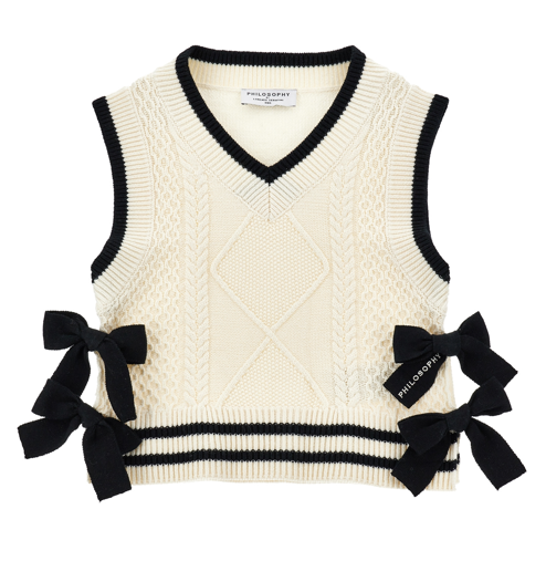 PHILOSOPHY KNIT VEST WITH BOWS (10-14A) – Klade Children's Boutique