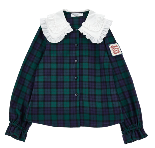PHILOSOPHY LS CHECK BLOUSE W/COLLAR(4-14A)
