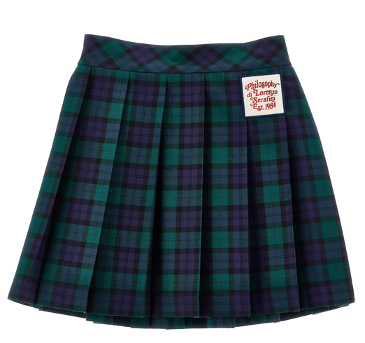 PHILOSOPHY CHECK SKIRT W/LOGO PATCH(4-8A)