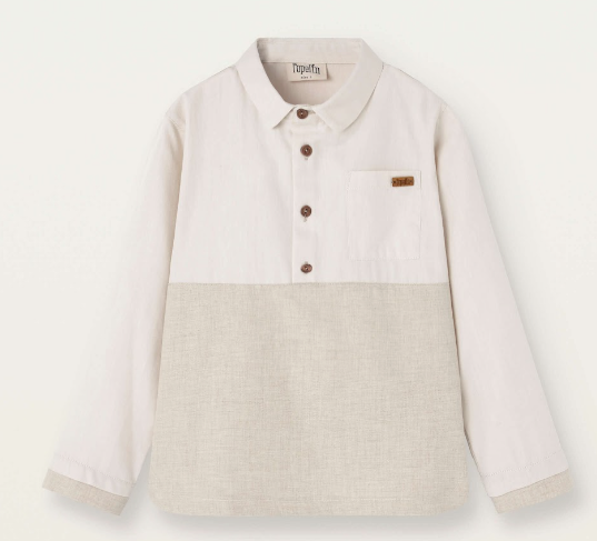 POPELIN CONTRAST SHIRT W/COLLAR (2-8Y)