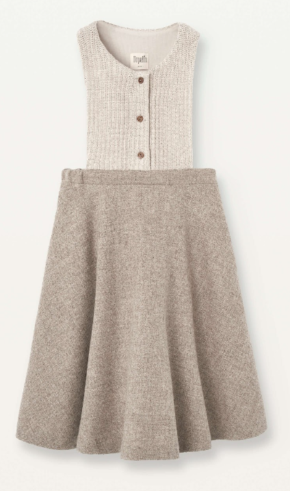 POPELIN KNIITED DRESS W/BIB (4-14Y)