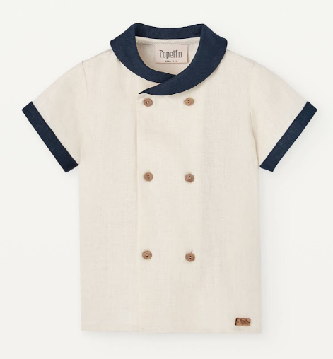POPELIN LINEN SHIRT SAILOR COLLAR (12M-5Y)