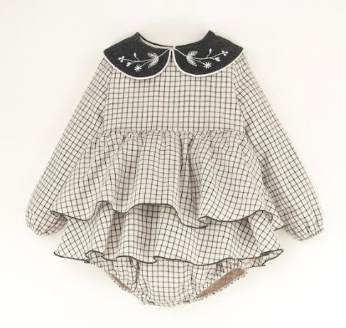 POPELIN ROMPER W/FRILL (9M-3Y)