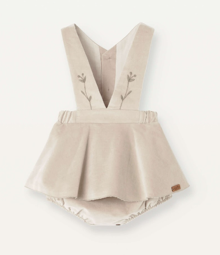 POPELIN VELVET ROMPER W/STRAPS(9M-24M)