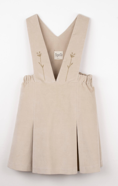 POPELIN VELVET SHORT DRESS W/BIB (4-14Y)