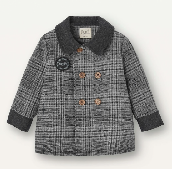 POPELIN WOOLLEN DOUBLE BREASTED COAT (18M-5Y)