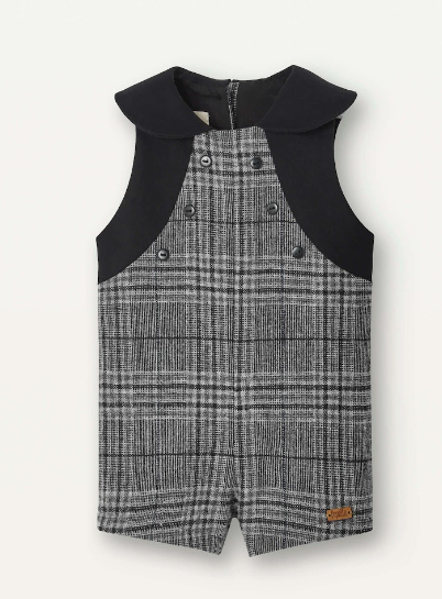 POPELIN WOOLLEN DUNGAREES W/COLLAR(12M-24M)