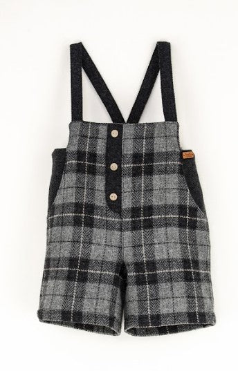 POPELIN WOOLLEN SHORT DUNGAREES(12M-5Y)