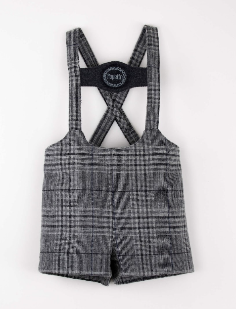 POPELIN WOOLLEN SHORT DUNGAREES (12M-5Y)