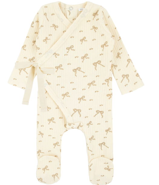 RA & DA MOCKWRAP BOW PRINT FOOTIE(3M-12M)