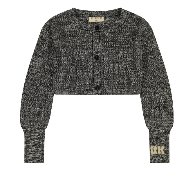 Retro Kid Nora Knit Crop Cardigan - Raspberry/Cream