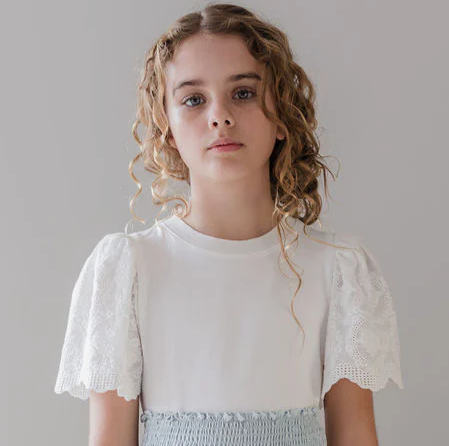 STEPH EMBROIDERED SLEEVE TSHIRT (3-18Y)