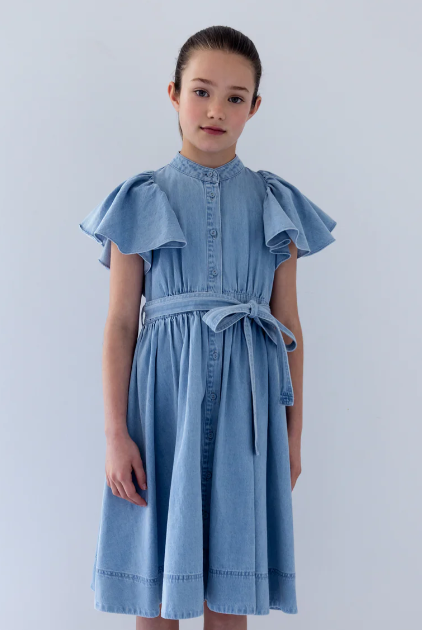 STEPH FLUTTER SLEEVE SHIRT DRESS (6-18Y)