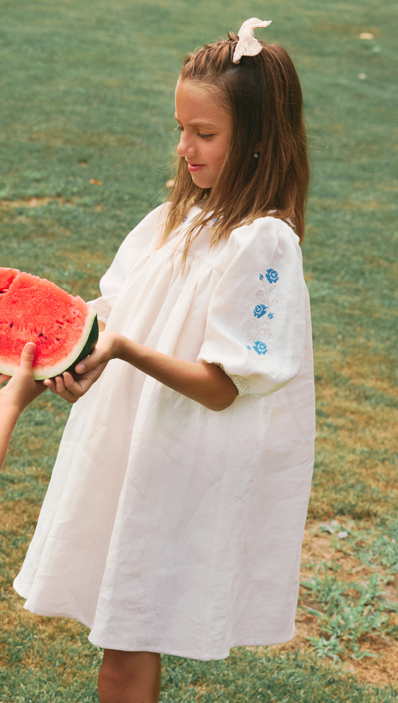 PERNILLE FLOWERS ON SLEEVE DRESS(2-12Y)