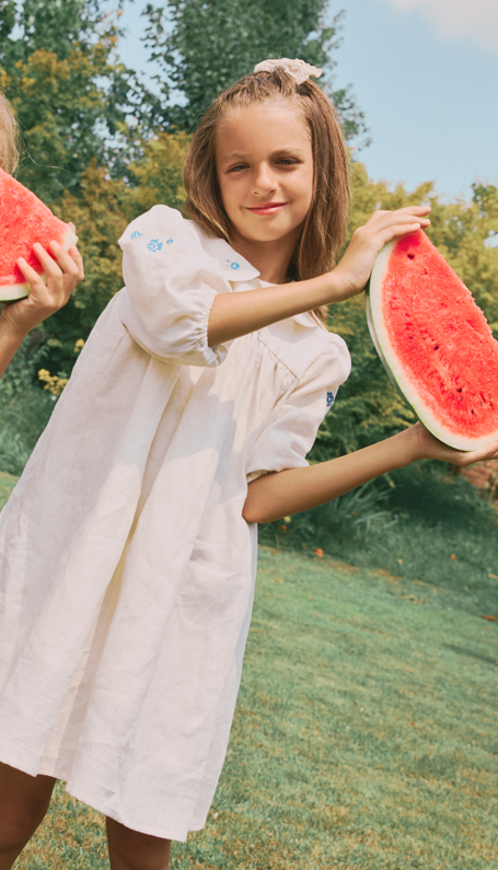 PERNILLE FLOWERS ON SLEEVE DRESS(2-12Y)