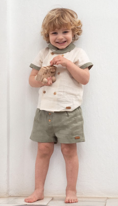POPELIN LINEN SHIRT SAILOR COLLAR (12M-5Y)