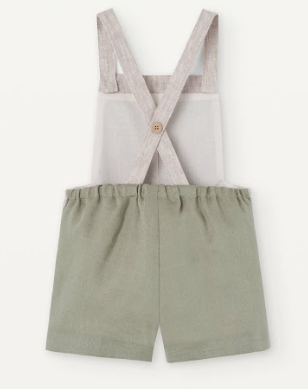 POPELIN LINEN CONTRASTING DUNGAREE (12M-3Y)