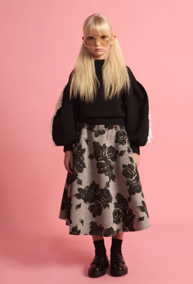 LCF BLACK FLOWER NEOPRENE SKIRT (12-M)