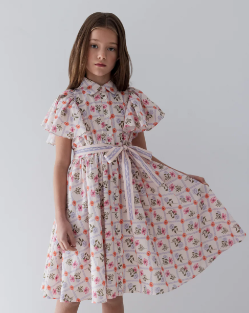 STEPH FLOWER GRID SHIRT DRESS (10-18Y)