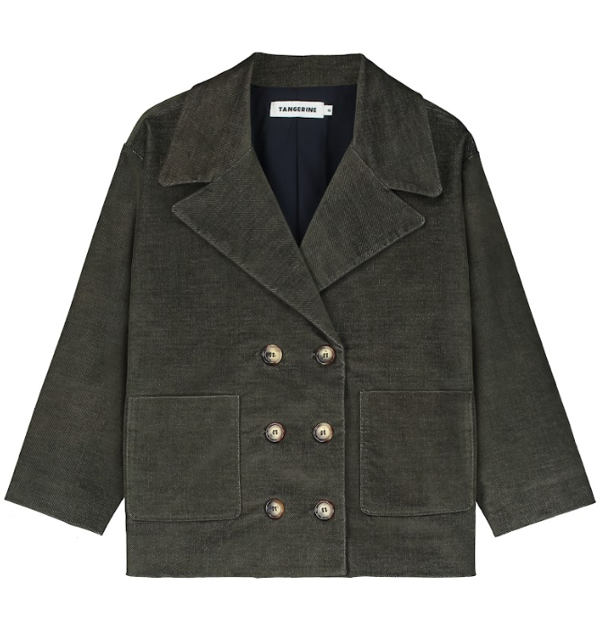 TANGERINE DOUBLE BREASTED VELVET JACKET(10-14Y)