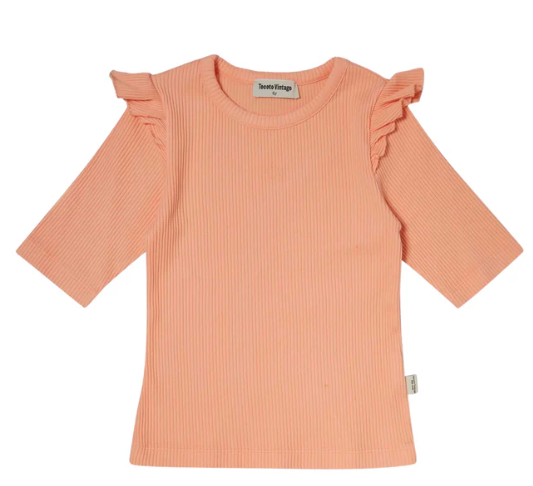 TOCOTO VINTAGE RIBBED 3/4 SLEEVE TSHIRT (2-14Y)