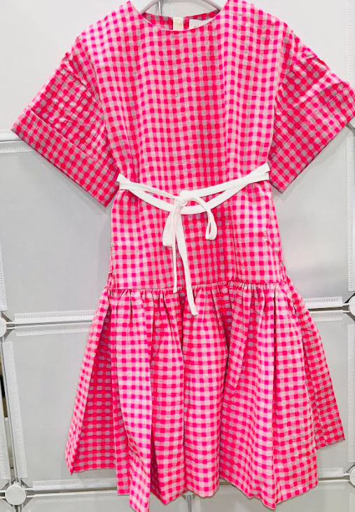UNLABEL SS24 Pearl Dress in Pink and Grey Checks
