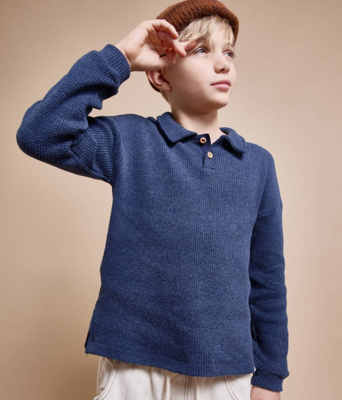 BUHO WAFFLE POLO SHIRT (2-14Y)
