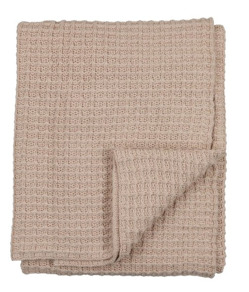 PELUCHE CROCHET WAFFLE KNIT BLANKET (OS)