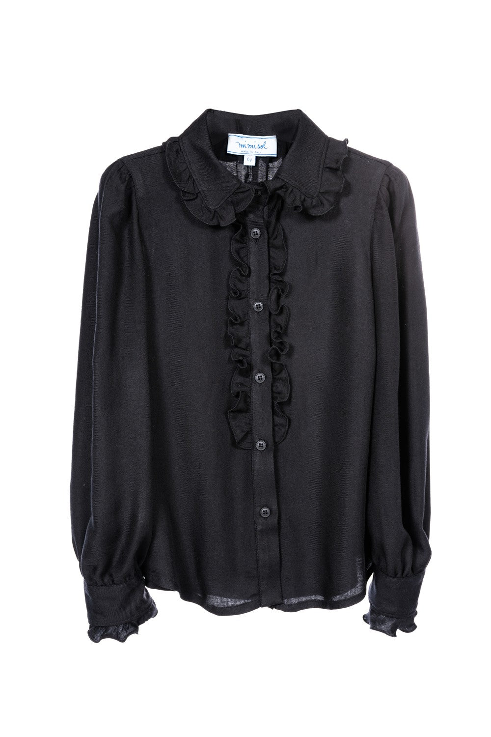 MIMISOL RUFFLED BLACK SHIRT (10Y-18Y)