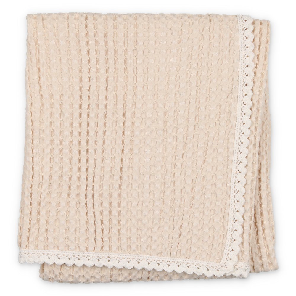 PELUCHE WAFFLE BLANKET W/ LACE (OS)