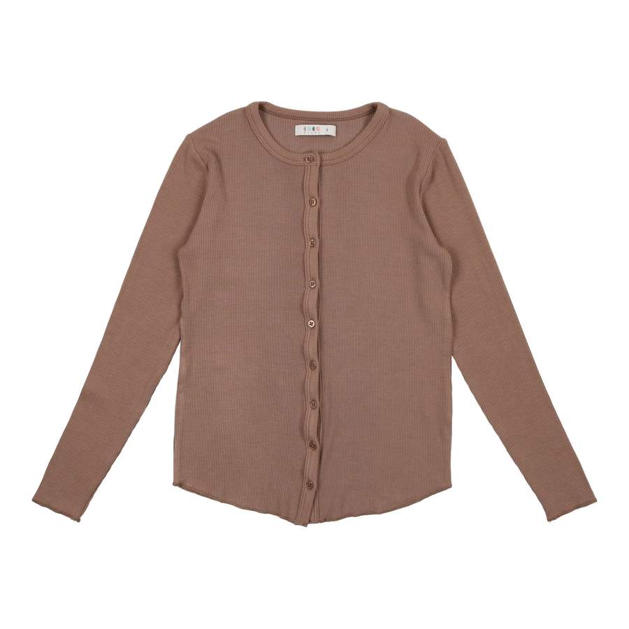 COCO BLANC RIBBED BUTTON DOWN TEE (10Y-20Y)