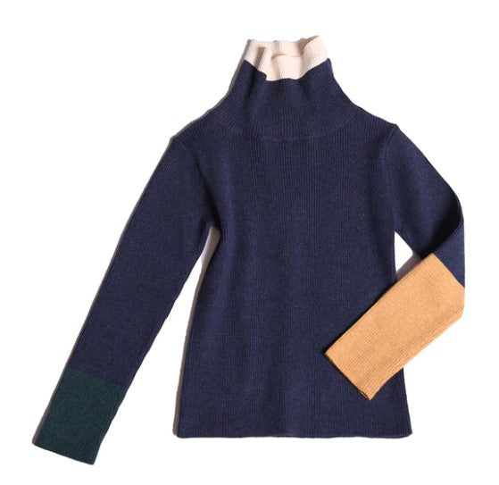 TIA CIBANI PATCH WORK RIBBED TURTLENECK (7Y-16Y)