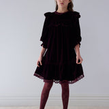 PETITE AMALIE LACE TRIM VELVET DRESS (3-14Y)