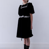 PETITE AMALIE RIBBON LACE TRIM VELVET DRESS (3-14Y)
