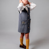 BIRINIT PETIT CORDUROY EMB OVERALL DRESS (2-3Y)